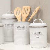 Lata Porta Utensílios e Talheres Metal Copenhag Yoi 11x15cm Organizador de Cozinha Branco